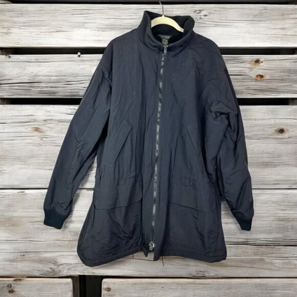 J. Crew Men’s Black Nylon Fleece Lined Full Zip Jacket Size XL